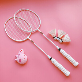 弗玛利羽毛球拍双拍超轻全碳素纤维耐用控球型男女士耐打羽毛拍 白 白