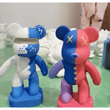 彩绘幼儿园手工diy玩具男女孩涂鸦游戏 站立暴力熊12个_送颜料和画笔