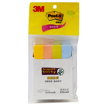 3M 便利贴 报事贴/便条纸/记事贴/便签纸/便签本 办公用品 学习用品文具 670S-4AP 狠贴系列彩色纸质标签