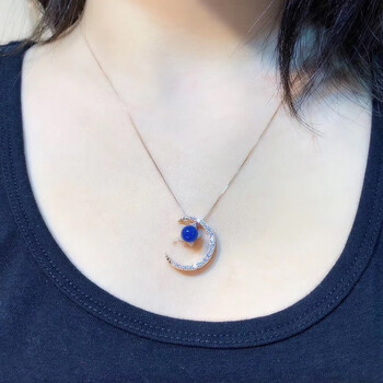 lpl多米尼加蓝珀吊坠星月项链一款多戴5a净水天空蓝女款时尚一个款式