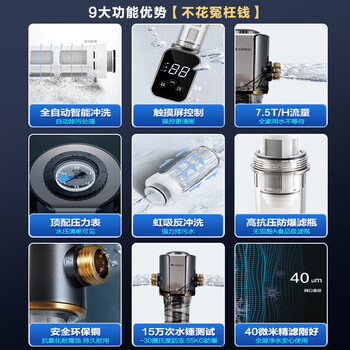 格力（GREE）前置过滤器水霸王家用自动冲洗全屋净水智能自动反冲洗免换芯水压监测触控屏14S