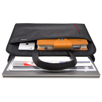 金得利高质感布纹手提公事包 大容量双层事务包 商务男士手提包 内有多功能收纳袋 沉稳黑灰色 DC1912