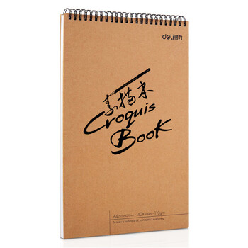 得力（deli）A4/40张牛皮纸款专业美术素描本本彩铅绘画本涂鸦本中性笔可用女孩儿童