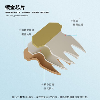 丰应子（Fengyingzi） 4P2C电话水晶头 语音电话网络线接头镀金 100个/袋  FYZ-W313D