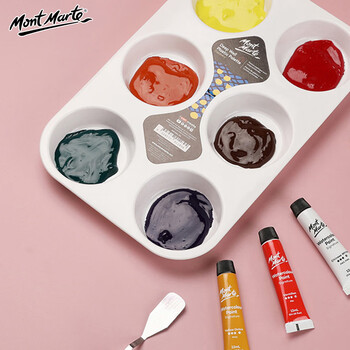 蒙玛特(Mont Marte)颜料调色盘6孔27*18cm 绘画调色板美术学生画画用颜料盘 光滑易清洗椭圆调色盒MAPL0003 速写 马克笔绘画