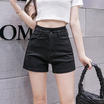弹性短裤牛仔女紧身黑色年新款夏季外穿高腰显瘦弹力字热裤黑色s