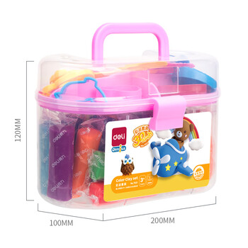 得力(deli)24色橡皮泥 手工DIY玩具彩泥套装非轻型粘土黏土太空沙彩泥 儿童开学毕业文具生日礼物 粉色