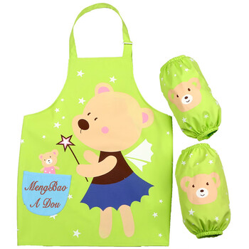 儿童围裙防水透气幼儿园中大童画画美术烘培围兜小孩宝宝吃饭罩衣蝶鹿