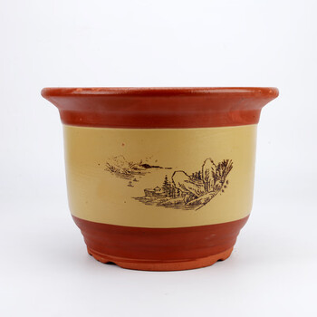 精选陶瓷花盆紫砂红陶花盆陶土盆景盆红豆杉兰花客厅高档落地花盆口径
