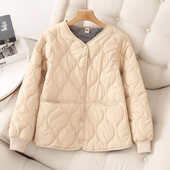 追玥梦妈妈春天穿的薄棉袄菱格棉衣棉服女短款外年冬季宽松轻薄夹棉小