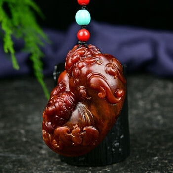 尊首龙涎香灰琥珀貔貅手把件貔貅小摆件福兽把玩件真品