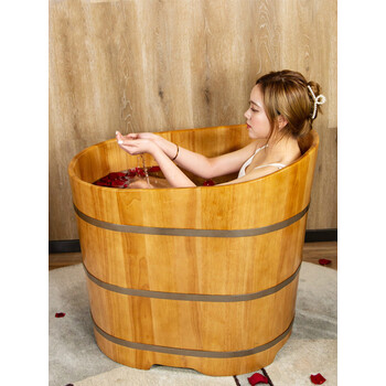 涓涓细语 轻奢高端纯柏橡木小户型泡澡木桶小孩泡澡桶浴桶家用木桶
