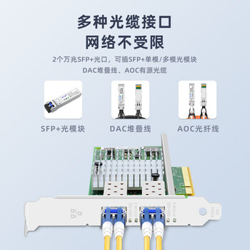 EB-LINK intel 82599芯片PCI-E X8 10G万兆双口光纤网卡含SFP+单模光模块X520-LR2服务器网络适配器 EB-LINK intel 82599芯片PCI-E X8 10G万兆双口光纤网卡含SFP+单模光模块X520-LR2服务器网络适配器