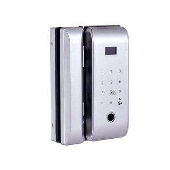 定制适用玻璃门指纹锁免开孔有框无框办公室密码锁单双开门智能电子