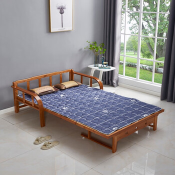 柏田木沙发床可折叠单双人家用硬板多功能午睡午休楠竹床两用简易折叠