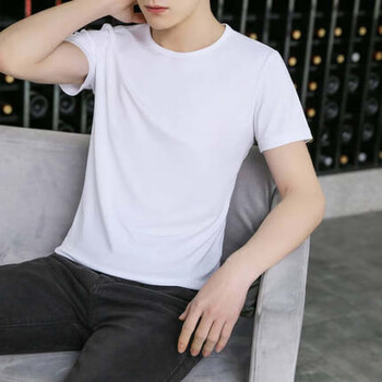 男士夏季全白打底衫丅短袖t恤半袖体恤西装内搭纯棉纯白t上衣白色m