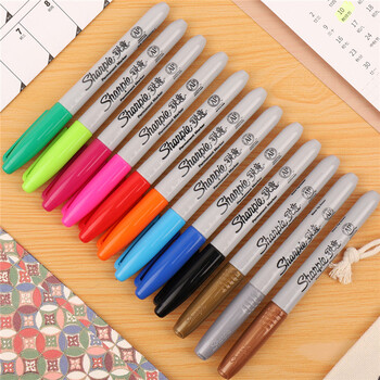 锐意（Sharpie）2.5mm细头油性马克笔金属金色12支装防水防褪色速干记号海报明星发布会签名笔婚礼签到美术写生