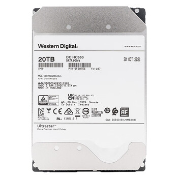 西部数据（WD）20TB企业级氦气机械硬盘HC560 SATA 7200转512MB CMR垂直 服务器硬盘 3.5英寸WUH722020BLE6L4