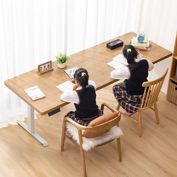 爱多唯佳电动升降桌可调节实木电脑桌双胞胎家用办公写字台学习桌双人