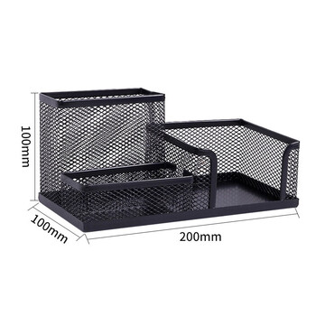 天章办公(TANGO)笔筒金属镂空网纹多功能创意时尚喷塑防锈办公笔筒