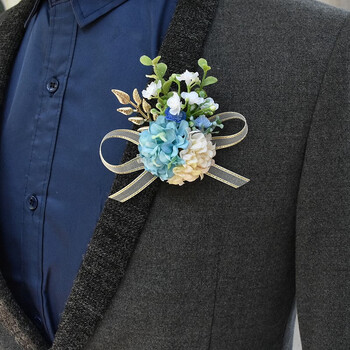 abdt原创森系韩式婚礼胸花新郎新娘父母结婚开业嘉宾贵宾胸花手花 蓝
