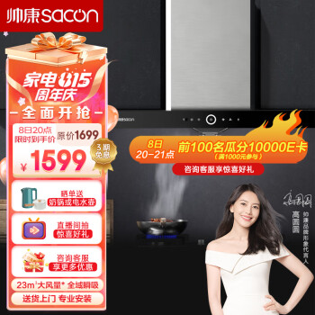 帅康(Sacon)抽油烟机抽油烟机 23大风量 静音家用欧式吸油烟机挥手智控自动清洗T8011