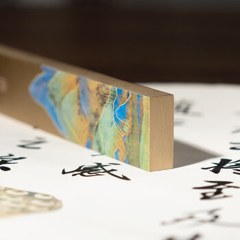 張小鳳镇尺纸镇纸毛笔文房四宝压纸镇尺书法礼物镇尺黄铜书法摆件送礼 千里江山镇尺 0.8cm 礼盒款