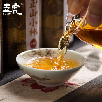 五虎（WU HU）正宗正山小种红茶茶叶武夷山特级浓香型罐装500g