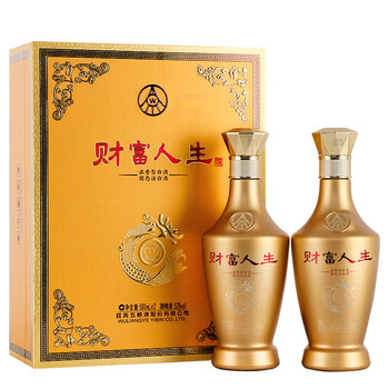 宜宾五粮液股份出品 财富人生金钻 52度浓香型白酒500ml*2瓶礼盒装