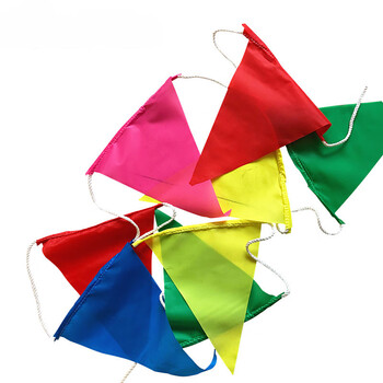 电力施工安全围旗 工地施工红白三角警示旗警戒绳隔离防雨五彩旗奔新