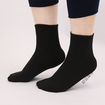 吸汗透气中筒袜子休闲袜商务男袜男短袜子510纯色中筒袜子黑色5双装