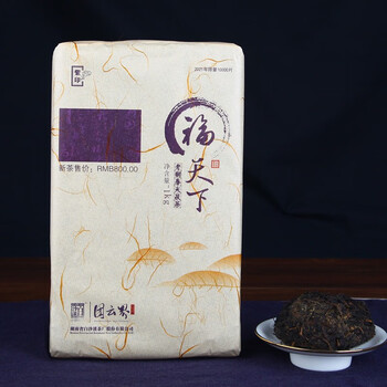 白沙溪茶叶安化黑茶金花茯茶砖茶紫印荒山料茶叶礼盒装1kg送礼袋