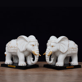 白象摆件陶瓷大象摆件一对招财吸水象客厅风水玄关办公室吸财乔迁礼品