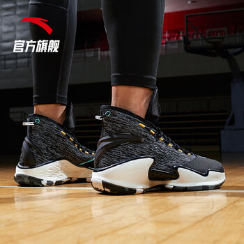 安踏官方旗舰 安踏篮球鞋kt焱汤普森球鞋夏季高帮外场实战战靴 黑/深