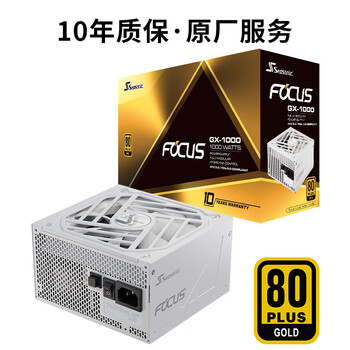SEASONIC海韵 额定1000W FOCUS金牌全模电脑ATX3白色限定电源 全日系电容 白压纹线 原生12V-2×6 支持5090 SEASONIC海韵 额定1000W FOCUS金牌全模电脑ATX3白色限定电源 全日系电容 白压纹线 原生12V-2×6 支持5090