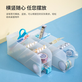 得力（deli）斜插式笔筒 创意个性女ins桌面收纳笔架多功能五格时尚大容量办公开学必备用品 8932