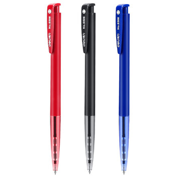 得力(deli)圆珠笔6506按动笔0.7mm子弹头红色圆珠笔办公商用伸缩原子笔签字笔60支装