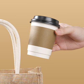 拜杰一次性咖啡杯一次性杯子牛皮纸杯豆浆杯热饮杯奶茶杯 280ml25只