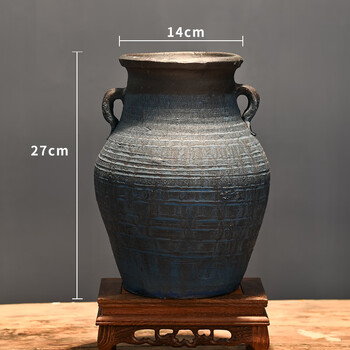 中国龍泉窯 青磁双耳 花瓶 壷 フラワーベース