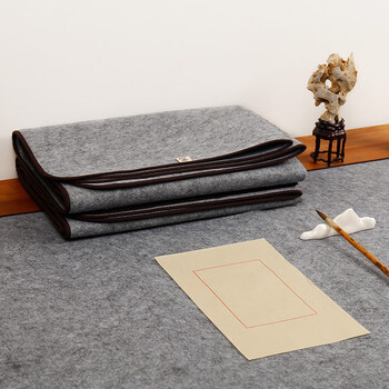 漢墨 纤维包边毛毡垫  耐磨加厚毛笔书法书画毛毡垫子灰色70*100cm 文房四宝毛笔用桌布画毡