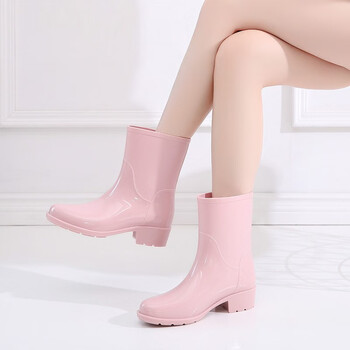 雨牧时尚款外穿中筒雨靴女式韩国胶鞋防滑防水靴成人水鞋女雨鞋粉色38 图片价格品牌报价 京东