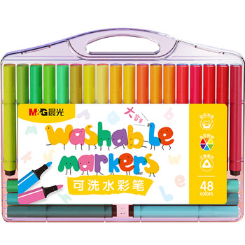 晨光(M&G)文具48色粗三角杆水彩笔可水洗大容量填色彩笔画笔幼儿园无毒生日礼物ACP901R2