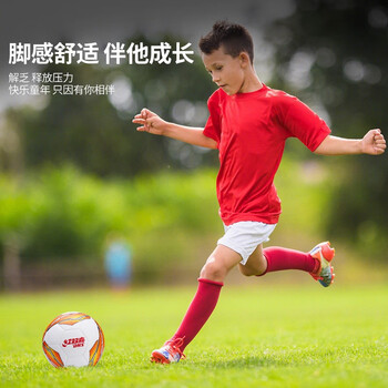 红双喜DHS 4号足球儿童机缝比赛四号小学生训练教学球 橙色 E-FS4-60JB
