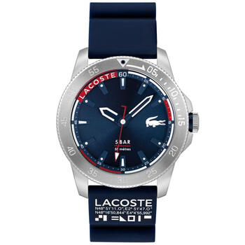 lacoste 法国鳄鱼男士手表46mm表盘50m防水硅胶表带奢华高端男表 navy