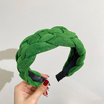 麻花辫发箍女高颅顶高级感法式复古港风发卡头箍2022年头饰绿色