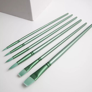 佳茉水彩画笔套装尼龙毛专业水彩笔美术学生专用绘画圆头平头水彩颜料套装软头画笔青葱4支装画画笔
