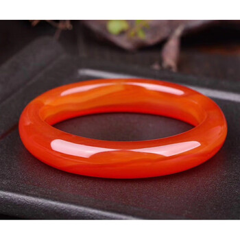 吉裕  天然巴西冰种红玛瑙玉髓手镯女 玉镯子红玉髓冰种玉镯定制大小