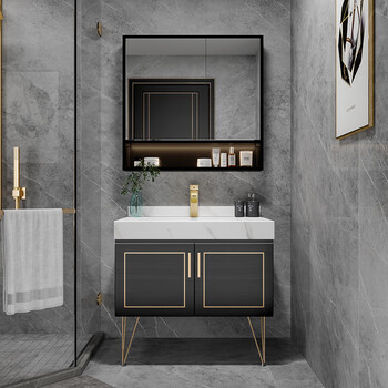 智能大理石浴室柜组合定做洗手盆柜组合洗脸盆柜组合卫生间洗漱台60cm