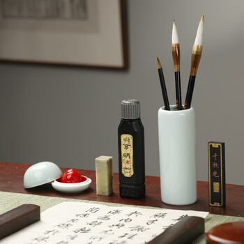 漢墨 书法毛笔套装 笔墨纸砚狼兼毫初学者入门16件套装 文房四宝高档送礼礼盒