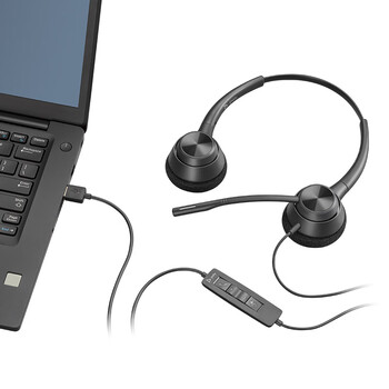 博诣 POLY惠普头戴式有线耳机EP320USB电脑线控在线教育学习耳麦立体声降噪麦克风轻便舒适 博诣 POLY惠普头戴式有线耳机EP320USB电脑线控在线教育学习耳麦立体声降噪麦克风轻便舒适